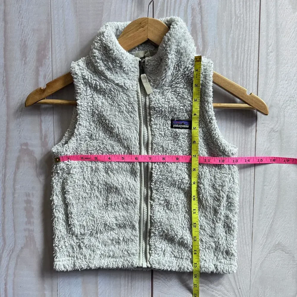 Patagonia Los Gatos Girls Size 4T Sherpa Pile Fleece Fuzzy Vest Gray